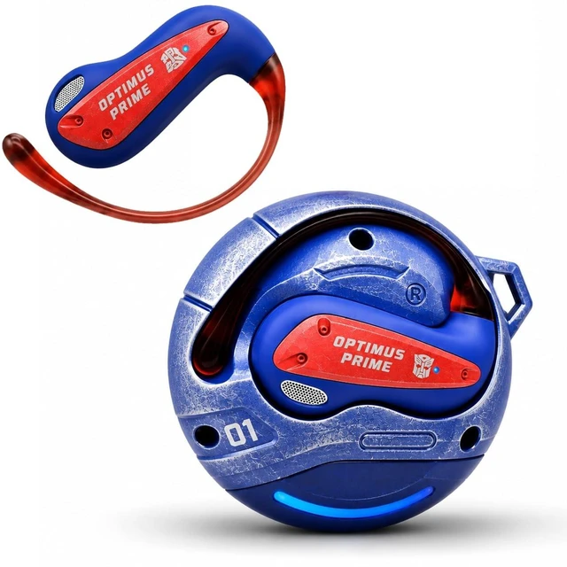 Main image of Transformers Flux T86 Ear-Hook Bluetooth Wireless Earbuds, Heavy-Duty Zinc Alloy Armor Charging Case, 14.2mm Hi-Fi Drivers, Built-in Mic, Game & Music Modes, Sports Earphones (Optimus Prime Blu