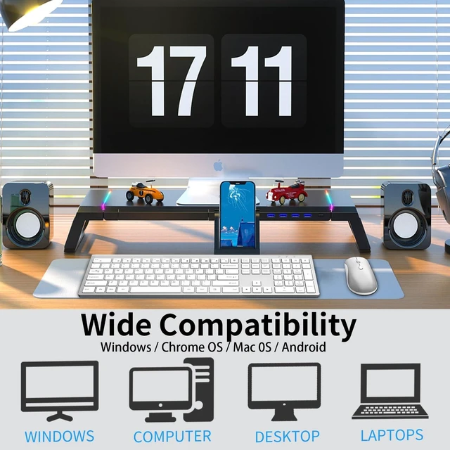 Alt view image 4 of 5 - SHUNJINRUN Slim Silent Full Size Wireless Keyboard Mouse ComboWhite