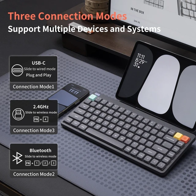 Alt view image 2 of 5 - nuphy Node75 Hot-swap Wireless Mechanical Keyboard Black-Red Nano Switch