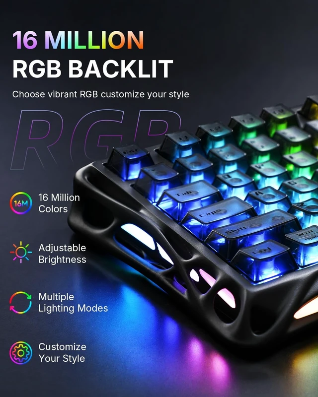 Alt view image 4 of 5 - GravaStar Mercury V75 Hall Effect Gaming Keyboard, 75% Wired Magnetic Switch Keyboard, 8000Hz Polling Rate, 0.005mm Rapid Trigger, Adjustable Actuation, UFO Magnetic Switches, Web-Based Driver