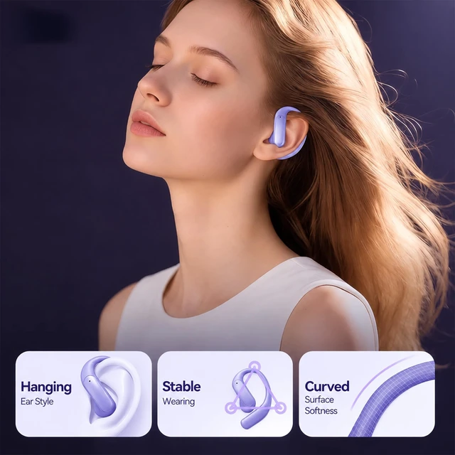 Alt view image 2 of 5 - ROEL-PLAY in-Ear Ear-Clip Style Earbuds LED Digital Display, Purple