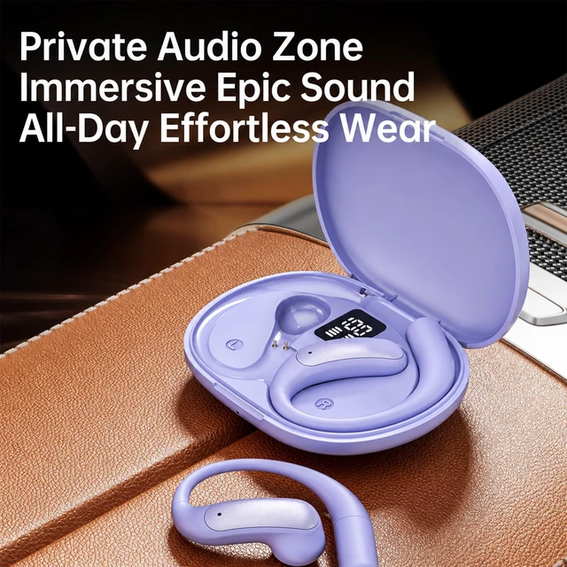 Alt view image 3 of 5 - ROEL-PLAY in-Ear Ear-Clip Style Earbuds LED Digital Display, Purple
