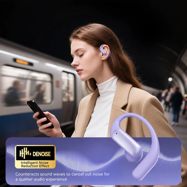Alt view image 4 of 5 - ROEL-PLAY in-Ear Ear-Clip Style Earbuds LED Digital Display, Purple