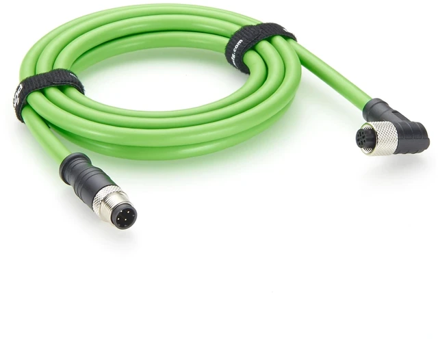 Main image of Right Angle M12 D-Code 4 Pin Male to Female Extension Cable CAT5e SFTP Shielded IP67 Drag Chain Industrial Ethernet Cable for PROFINET, EtherCAT, PLC, Robotics, Machine Vision, Automation (5M/16.4FT)