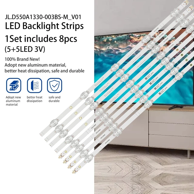 Alt view image 5 of 5 - HereBelieve 8pcs LED Backlight Strips Replacement Set for 55" TV 55A6G 55R6G 55R6095G5 55R6070G 55C350KU SVH550FA1 HD550Y1U62-T0L6 JL.D550A1330-003BS-M_V01