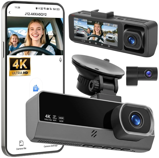 Main image of 3 Channel Dash Cam Front and Rear Inside 4K Dash Camera for Cars with WiFi App Control Dashcam,3.16 inch IPS Screen Dash Cam with G-Sensor,Loop Recording,Night Vision Dashboard Camera