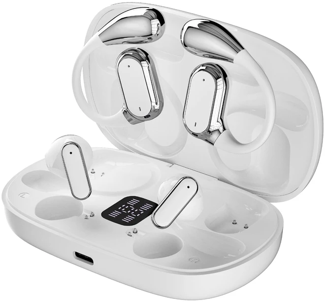 Main image of RCA EarSwitch 4in1 Duo TWS Wireless Earbuds, Bluetooth 5.4 Open-Ear & in-Ear Headphones, Dual Earbud Sets in One Case, 20H Playtime, LED Display, Ultra Bass, Touch Control, Sport & Gym (White)