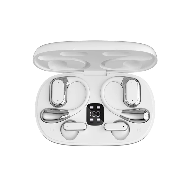 Alt view image 2 of 5 - RCA EarSwitch 4in1 Duo TWS Wireless Earbuds, Bluetooth 5.4 Open-Ear & in-Ear Headphones, Dual Earbud Sets in One Case, 20H Playtime, LED Display, Ultra Bass, Touch Control, Sport & Gym (White)