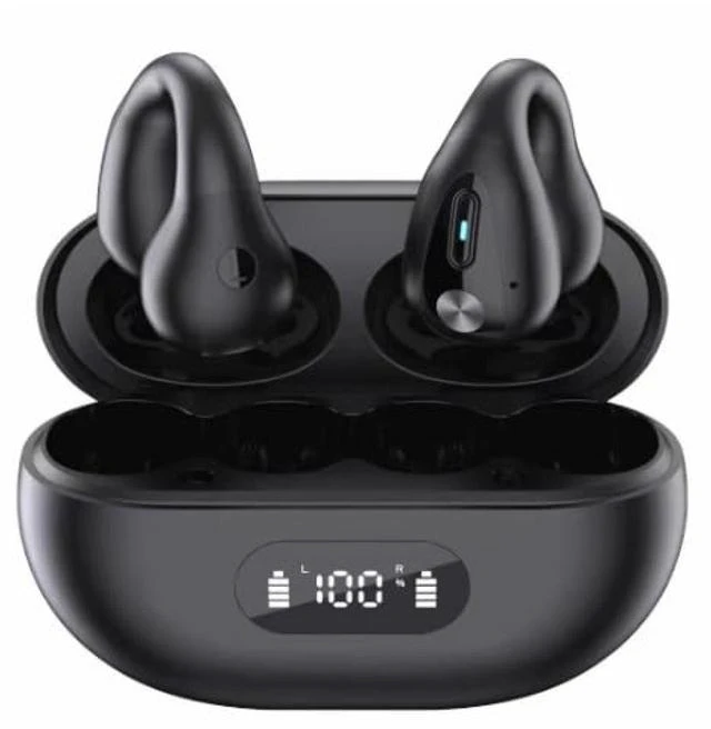 Main image of REVGOZU Wireless Bone Conduction Headphones, Open-Ear Design, Bluetooth 5.0, Sports Headset (Black)
