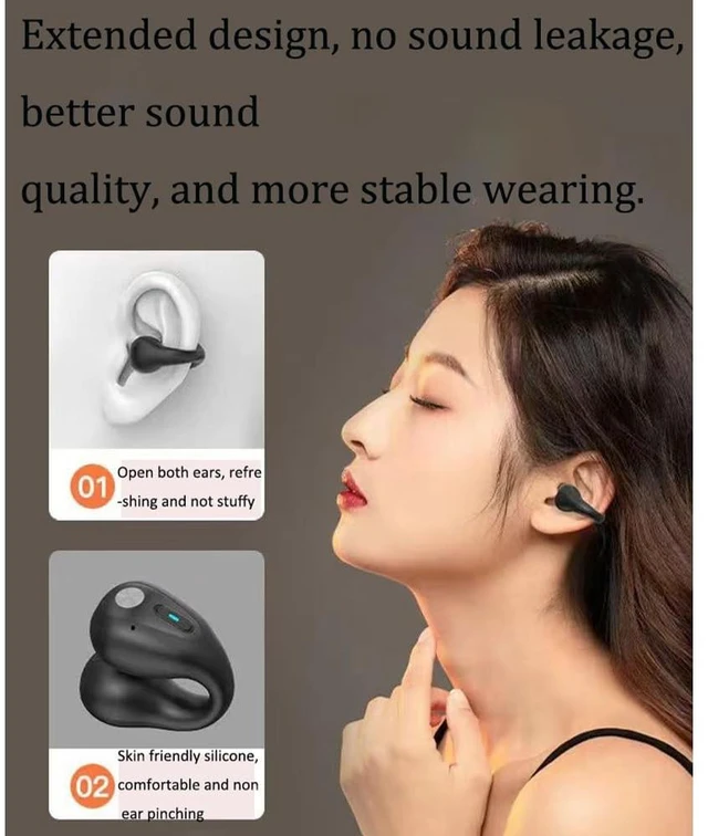 Alt view image 4 of 5 - REVGOZU Wireless Bone Conduction Headphones, Open-Ear Design, Bluetooth 5.0, Sports Headset (Black)