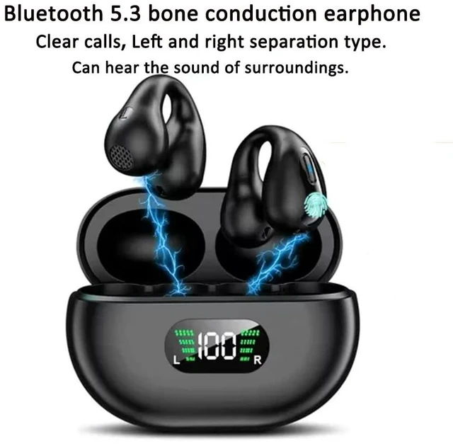 Alt view image 2 of 5 - REVGOZU Wireless Bone Conduction Headphones, Open-Ear Design, Bluetooth 5.0, Sports Headset (Black)
