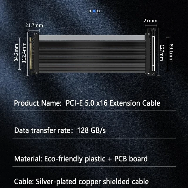 Alt view image 4 of 5 - PCIe 5.0 X16 Riser Cable Graphics Card Extension Cable, Vertical Mount GPU Riser Cable for PC Case, Support PCI Express 5.0/4.0/3.0, High-Speed Shielded Flex Ribbon (20CM,Right angle-90 degrees)