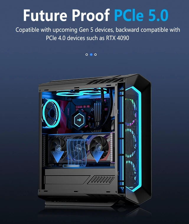 Alt view image 5 of 5 - PCIe 5.0 X16 Riser Cable Graphics Card Extension Cable, Vertical Mount GPU Riser Cable for PC Case, Support PCI Express 5.0/4.0/3.0, High-Speed Shielded Flex Ribbon (20CM,Right angle-90 degrees)