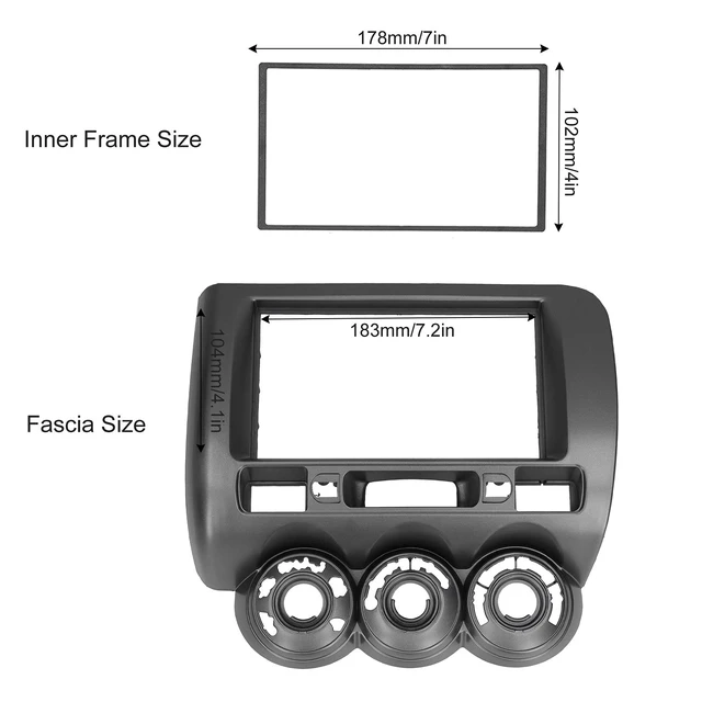 Alt view image 2 of 5 - Double DIN Installation Dash Kit, Fydun Black ABS 2 Din Stereo Audio Fascia Panel Navigation Fascia Car Stereo Frame for Fit/for Jazz 02-08 Manual AC RHD