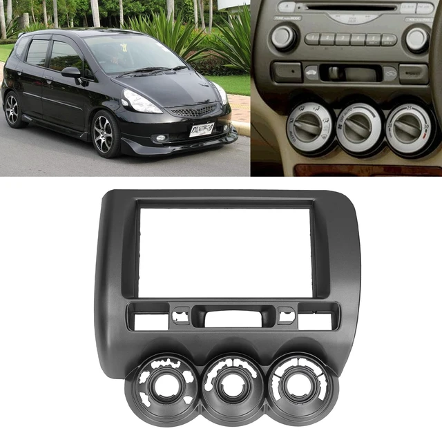 Alt view image 3 of 5 - Double DIN Installation Dash Kit, Fydun Black ABS 2 Din Stereo Audio Fascia Panel Navigation Fascia Car Stereo Frame for Fit/for Jazz 02-08 Manual AC RHD