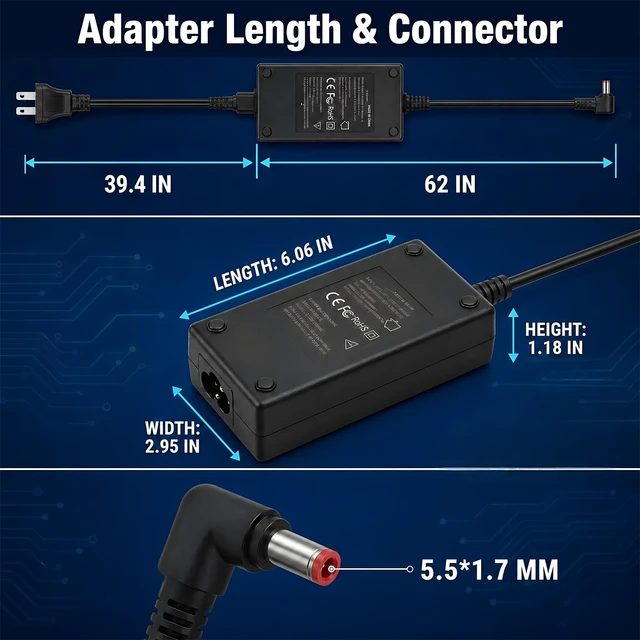 Alt view image 3 of 5 - 180W Laptop Charger for Acer Nitro 5 7 V14 V15 V16 V17, 5.51.7mm