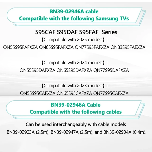 Alt view image 2 of 5 - 0.4m /15in BN39-02946A One Connect Cable Compatible with Samsung TV