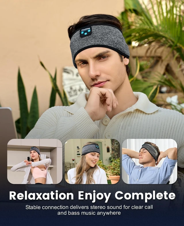 Alt view image 5 of 5 - Bluetooth Headband Earphones with Charging, Ultra-Soft Headband for Sleeping, Side Sleepers, Insomnia, Workout, Jogging, Yoga, Air Travel & Meditation - The Gift for Men & Women Who Want Music