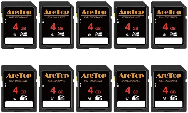 Main image of SD Card 4GB 10 Pack, AreTop Class 10 SDHC Memory Card