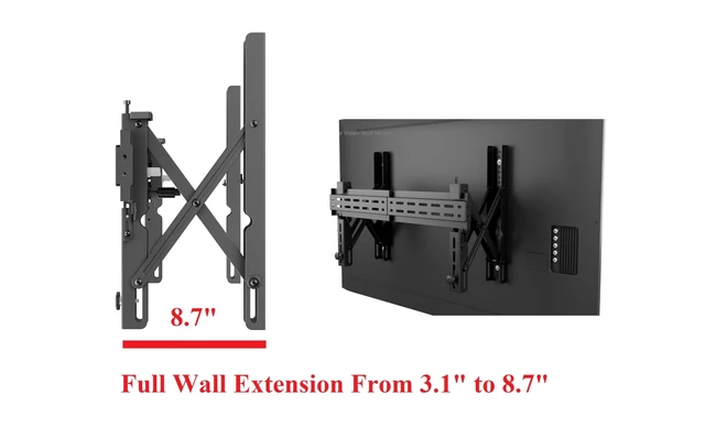 Alt view image 3 of 5 - Mount Plus POP-48T Pop Out Video Wall Mount System for 37 to 70" TVs ^^ TV Menu Board ^^ Max VESA 600x400 ^^ Commercial Grade 154 Lbs ^^ Anti-Theft Protection ^^ Full Extension to 8.7" (1 Pack)