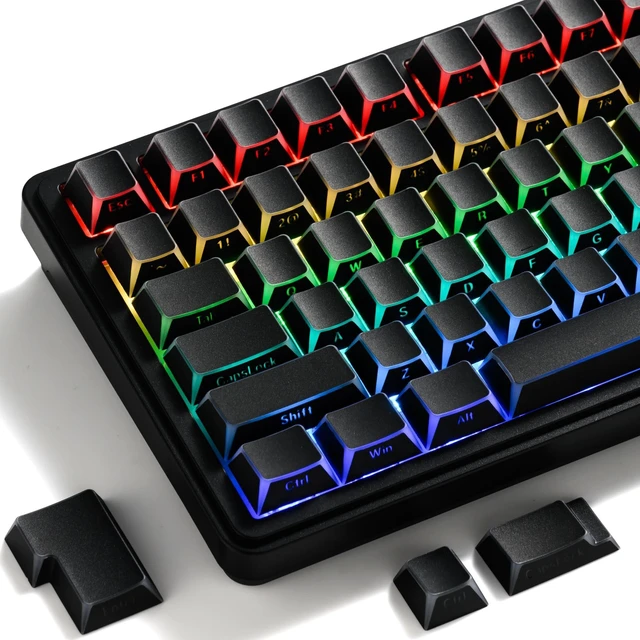 Main image of GMKWTL XVX Black Shine Through Keycaps, PBT Keyboard Keycaps Cherry Profile, Custom Side Printed Keycap Sets Suitable for 60% 65% 75% 80% 100% Mechanical Keyboard