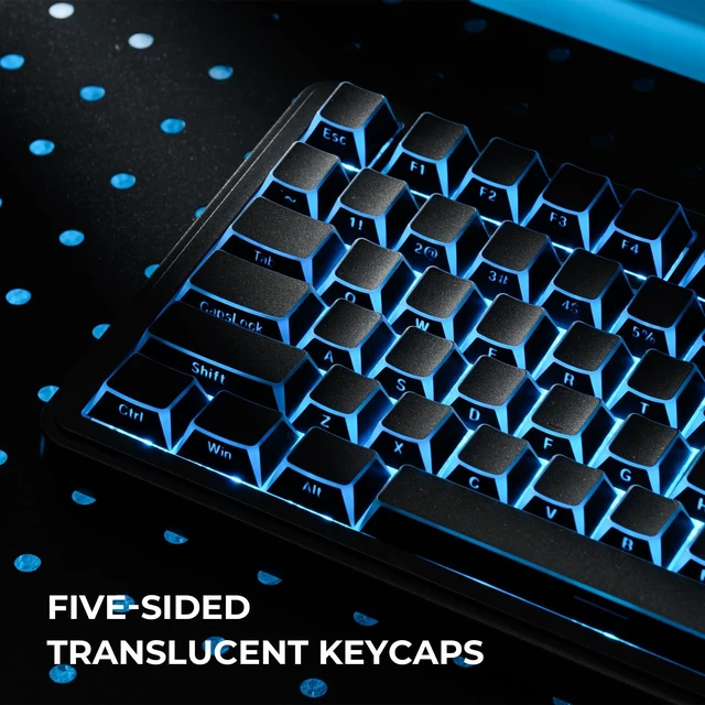 Alt view image 2 of 5 - GMKWTL XVX Black Shine Through Keycaps, PBT Keyboard Keycaps Cherry Profile, Custom Side Printed Keycap Sets Suitable for 60% 65% 75% 80% 100% Mechanical Keyboard