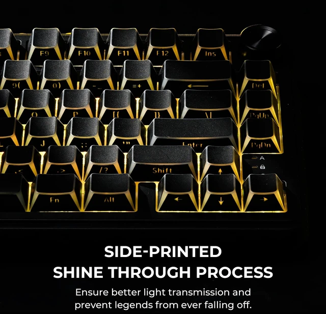 Alt view image 3 of 5 - GMKWTL XVX Black Shine Through Keycaps, PBT Keyboard Keycaps Cherry Profile, Custom Side Printed Keycap Sets Suitable for 60% 65% 75% 80% 100% Mechanical Keyboard