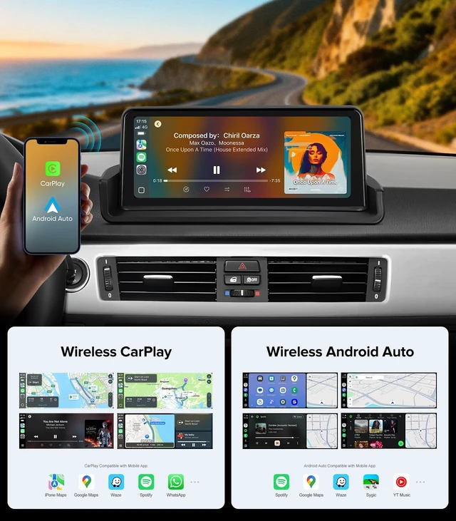 Alt view image 4 of 5 - 10.25" Linux CarPlay Screen Radio for BMW 3 Series (08-12) CIC System