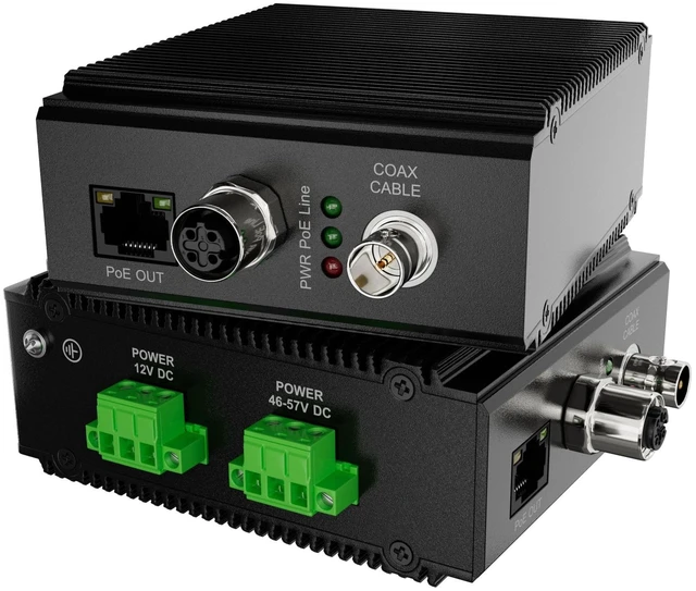 Main image of M12 + RJ45 Industrial PoE Ethernet Extender Kit, 800m 2600ft, DIN Rail