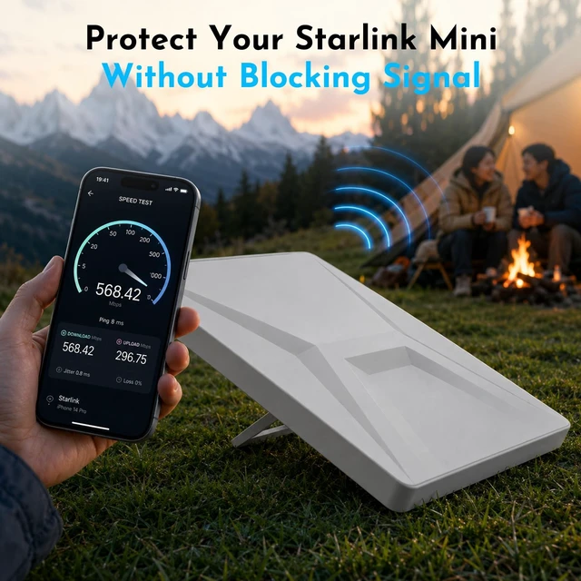 Alt view image 2 of 5 - OXLION Starlink Mini Protective Cover, Silicone Case for Starlink Mini Dish with Ventilated Honeycomb Design, Weather-Resistant Shock-Absorbing Protector for RV, Camping and Travel