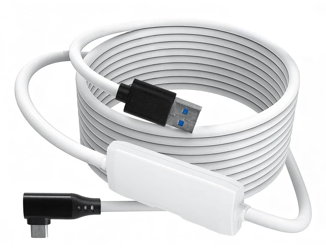 Main image of VR Link Cable with Fast Charging Port 16FT, USB 3.0 Type C to A High Speed Data Transfer Charger Cord for Meta Quest 3S/Quest 3/Oculus Quest 2/Pico 4 Accessories and PC/SteamVR (White)