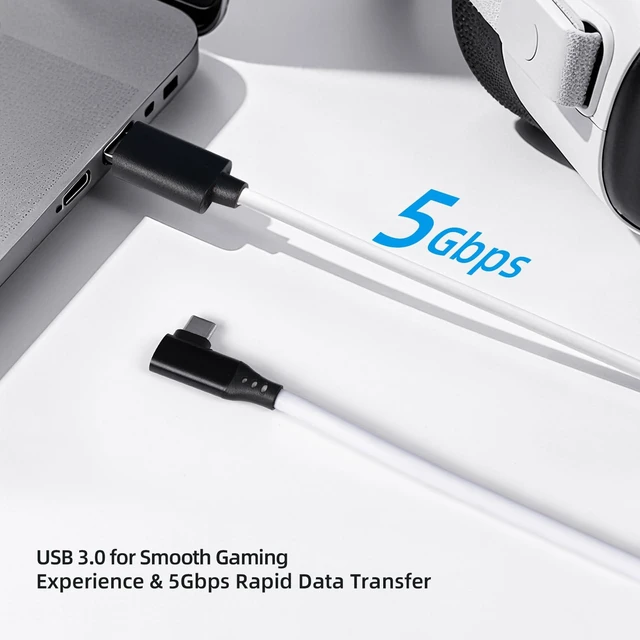 Alt view image 3 of 5 - VR Link Cable with Fast Charging Port 16FT, USB 3.0 Type C to A High Speed Data Transfer Charger Cord for Meta Quest 3S/Quest 3/Oculus Quest 2/Pico 4 Accessories and PC/SteamVR (White)