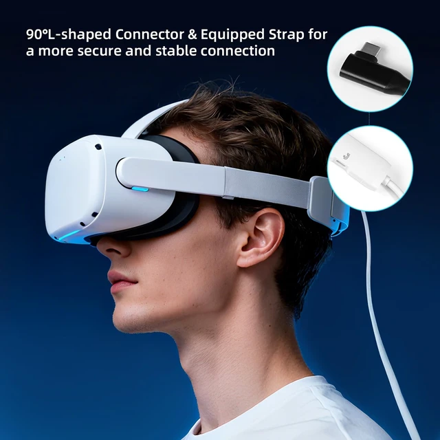 Alt view image 5 of 5 - VR Link Cable with Fast Charging Port 16FT, USB 3.0 Type C to A High Speed Data Transfer Charger Cord for Meta Quest 3S/Quest 3/Oculus Quest 2/Pico 4 Accessories and PC/SteamVR (White)