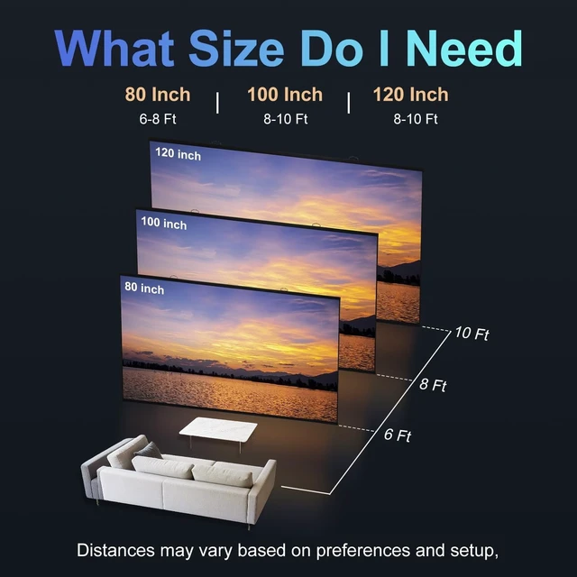 Alt view image 3 of 5 - 100 Inch Projector Screen, Anti Light, 16:9 Roll-Up for Mid/Long Throw