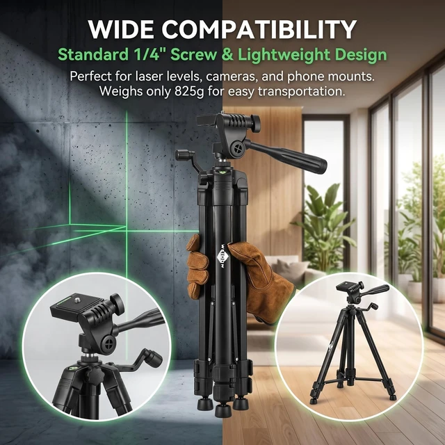 Alt view image 2 of 5 - Lightweight Portable Adjustable Tripod for Laser Level, Black 50Inch