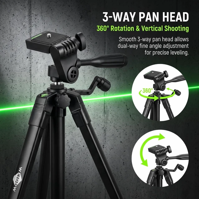 Alt view image 3 of 5 - Lightweight Portable Adjustable Tripod for Laser Level, Black 50Inch