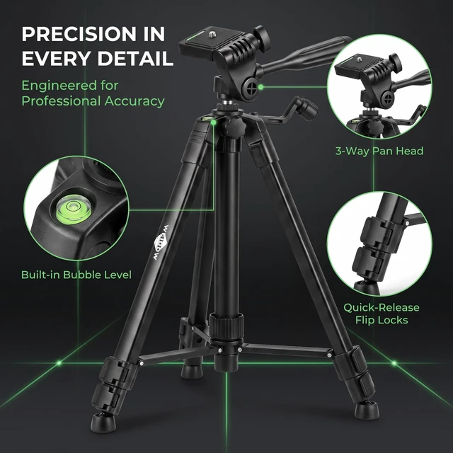 Alt view image 4 of 5 - Lightweight Portable Adjustable Tripod for Laser Level, Black 50Inch