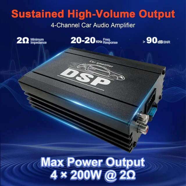 Alt view image 2 of 5 - KG AMEMONDORA 12V 4-Channel Class-D Car Audio Compact Amplifier with DSP, High-Performance Universal Fit Audio System, 200W Hardwired Room Electrical Operation, 36V Max Operating Voltage