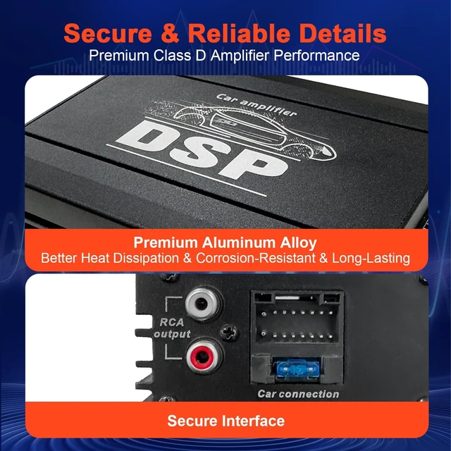 Alt view image 5 of 5 - KG AMEMONDORA 12V 4-Channel Class-D Car Audio Compact Amplifier with DSP, High-Performance Universal Fit Audio System, 200W Hardwired Room Electrical Operation, 36V Max Operating Voltage
