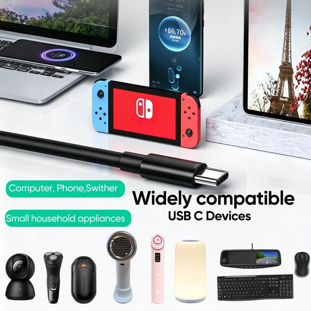 Alt view image 3 of 5 - Short USB-C to USB-C Cable 6inch 20-Pack,Fast Charging & Data & Car Carplay