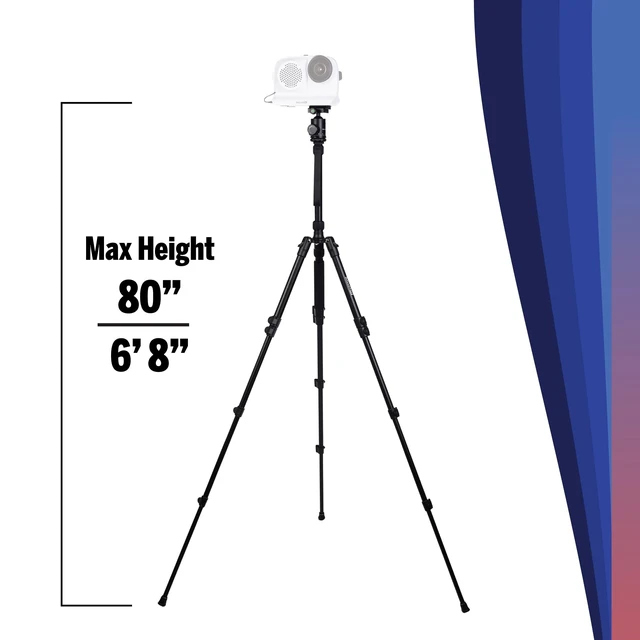 Alt view image 2 of 5 - Ultra Portable 80 Aluminum Tripod Stand Official BallerCam Accessory, Lightweight 5-Section Travel Tripod with Ball Head, Folds to 16.5, Max Load 35lb