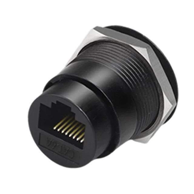 Alt view image 2 of 3 - 5 Packs RJ45 CAT6 Panel Mount Adapter, High-Speed 10Gbps Bulkhead Adapter Female-to-Female Ethernet Pass-Through Connector, XLR/D-Panel Mountable, Water & Dust Resistant Cover Included (Black)