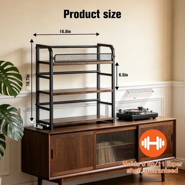 Alt view image 2 of 5 - EFYSE 3-Tier CD Rack, Storage and Display Organizer, Compact Space-Saving Holder for Home, Office, or Bedroom, Durable Metal Construction, Holds 114 CDs