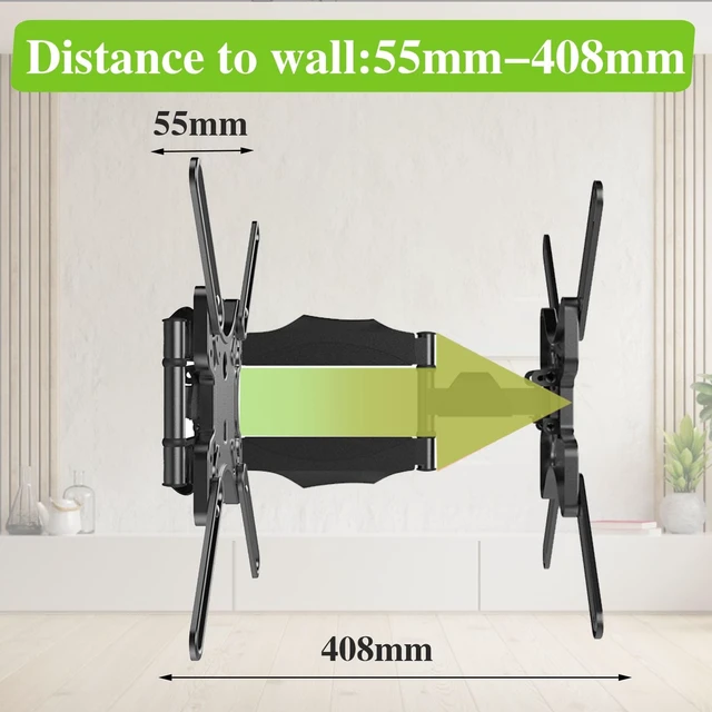 Alt view image 3 of 5 - Prldpo Full Motion TV Wall Mount for Most 32-55 Inch TVs Articulating Swivel & Tilt TV Bracket Fits VESA 400x400mm, Holds up to 71 lbs