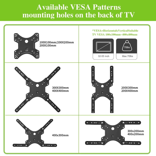 Alt view image 4 of 5 - Prldpo Full Motion TV Wall Mount for Most 32-55 Inch TVs Articulating Swivel & Tilt TV Bracket Fits VESA 400x400mm, Holds up to 71 lbs