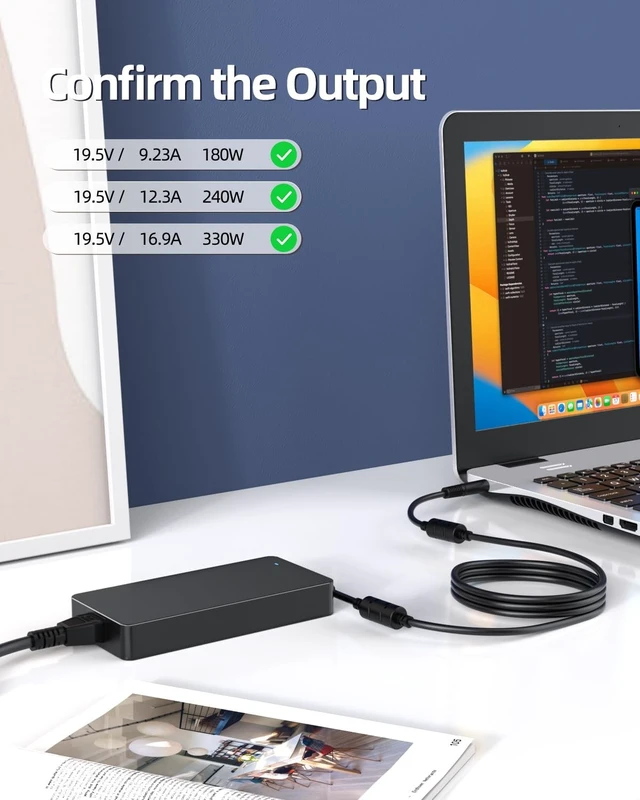 Alt view image 4 of 5 - 330W Slim AC Laptop Charger Fit for Dell Alienware X17 R1 R2 M17 R3 R4 P38E P45E P48E Laptop Power Adapter Supply Cord