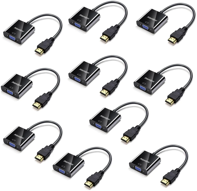 Main image of PrismSync HDMI to VGA Adapter 10-Pack for Laptop to Projector 1080p