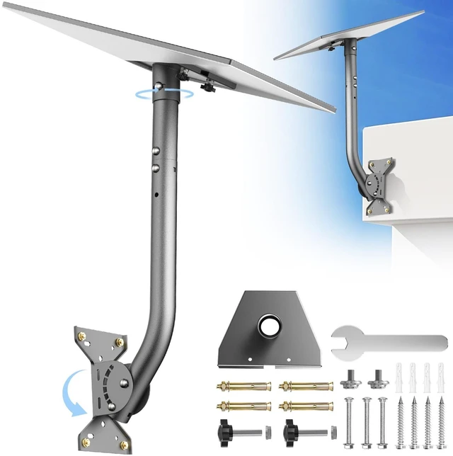 Main image of Starlink 4/4X/Gen 3 Mount, Adjustable Wall & Roof Mounting Kit Compatible with Starlink V3/4/4X Standard Dish for Concrete or Wood Walls, Easy Installation, Include Aluminium Pipe Adapter