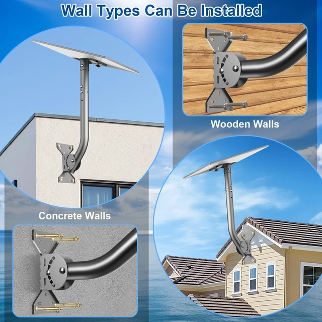 Alt view image 4 of 5 - Starlink 4/4X/Gen 3 Mount, Adjustable Wall & Roof Mounting Kit Compatible with Starlink V3/4/4X Standard Dish for Concrete or Wood Walls, Easy Installation, Include Aluminium Pipe Adapter