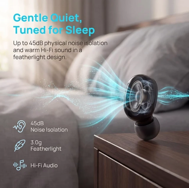 Alt view image 3 of 5 - Sleep Invisible Wireless Noise Cancelling Earbuds for Side Sleepers